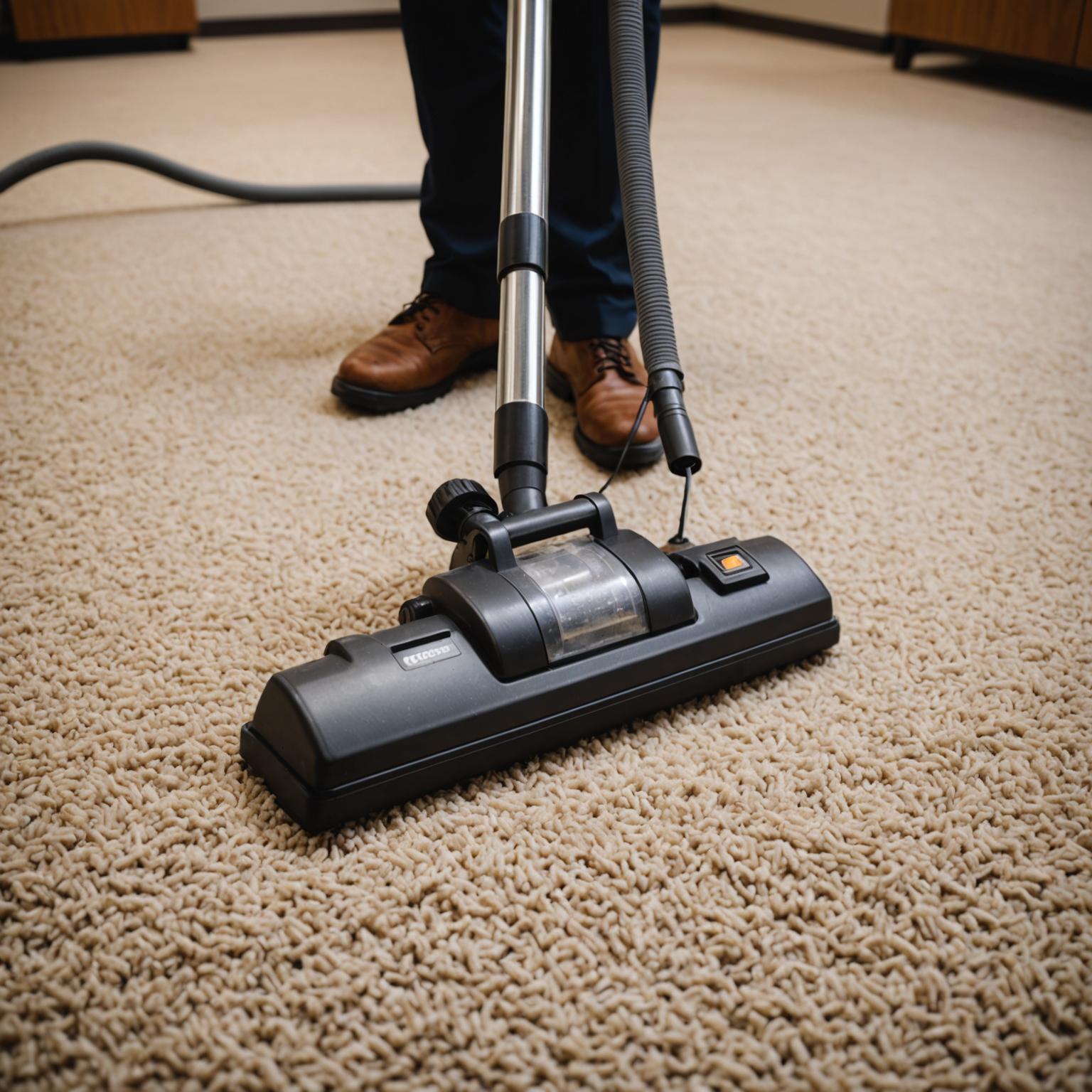 Commercial carpet being professionally steam cleaned
