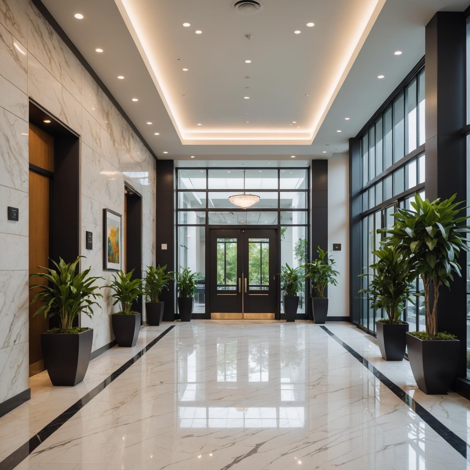 Well-maintained apartment building lobby