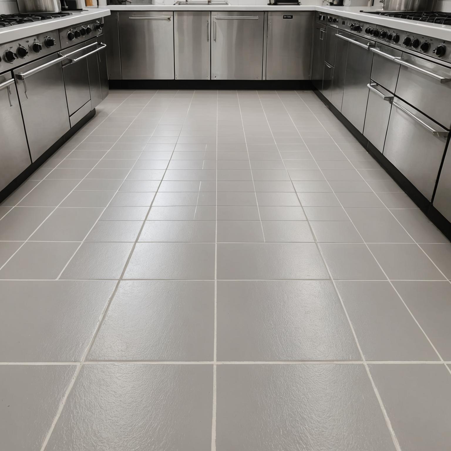 Restored tile flooring in commercial kitchen